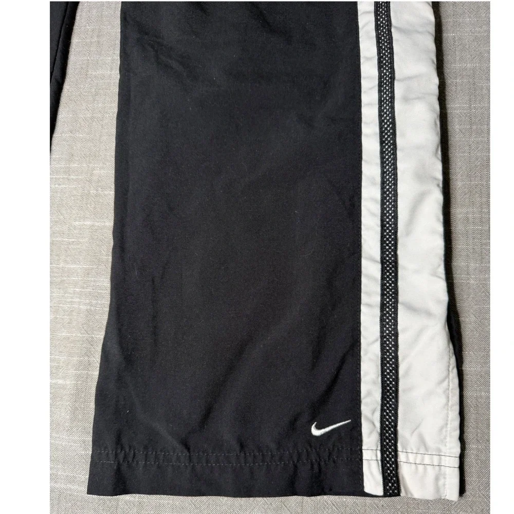 Nike Vintage Track Pants Black White Side Stripe Mesh Wide Leg Mens Medium